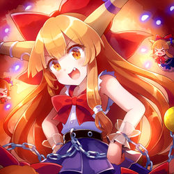 This is a pixiv picture whose title is 鬼符「豆粒大の針地獄」.