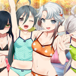 This is a pixiv picture whose title is 下着の新編第二駆逐隊の間にはさまりたい.