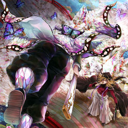 This is a pixiv picture whose title is 蝶と極楽.