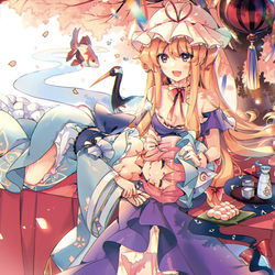 This is a pixiv picture whose title is 新作①東方クリアポスター紫×幽々子.