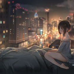 This is a pixiv picture whose title is 昼寝覚めたら夜になった.