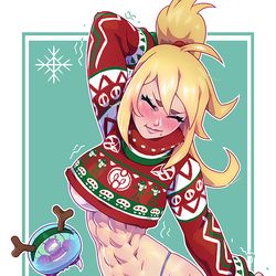 This is a pixiv picture whose title is Samus xmas stretching.