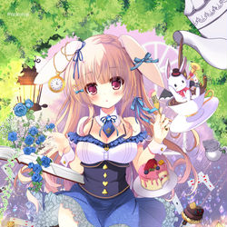 This is a pixiv picture whose title is うさぎのお茶会にようこそ【新刊表紙】.