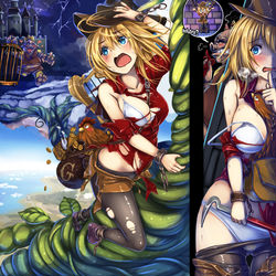 This is a pixiv picture whose title is 凶悪な巨人に追われるジャックちゃんと豆の木.