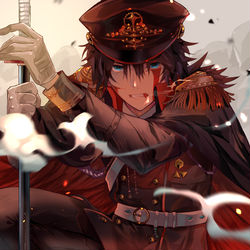 This is a pixiv picture whose title is 軍服も着こなす冨岡義勇.