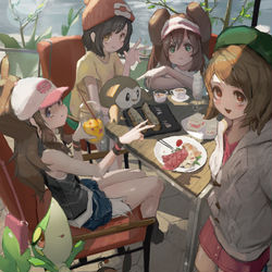 This is a pixiv picture whose title is ポケモン主人公女子会.
