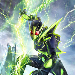 This is a pixiv picture whose title is 仮面ライダーゼロワン　シャイニングホッパー.