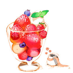 This is a pixiv picture whose title is ペンギンといちごパフェ.