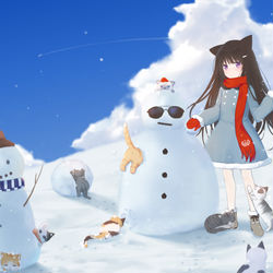 This is a pixiv picture whose title is 堆雪人喵.
