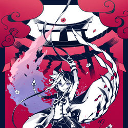 This is a pixiv picture whose title is 紅く咲く.