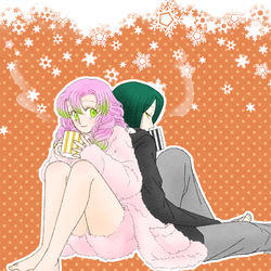 This is a pixiv picture whose title is 現パロおばみつ落書き.