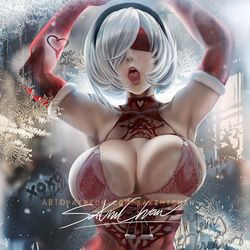 This is a pixiv picture whose title is 圣诞2B 2b Mas pinup.