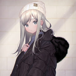 This is a pixiv picture whose title is down coat girl.