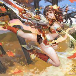 This is a pixiv picture whose title is 《三國殺》-鲍三娘.
