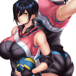 This is a pixiv picture whose title is ディフェンスに定評があるバレー部部長.