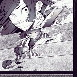This is a pixiv picture whose title is 伊黒と悪鬼【本誌188話】.