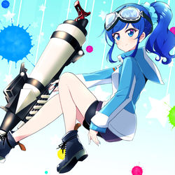 This is a pixiv picture whose title is 【アイカツ!×Splatoon2】霧矢あおい×プライムシューター.
