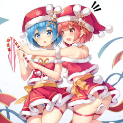 This is a pixiv picture whose title is Rem x Ram !! ❤.