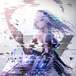 This is a pixiv picture whose title is over effect.