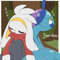 This is a pixiv picture whose title is 【ジメラビ】おひるね.