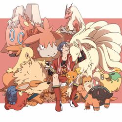 This is a pixiv picture whose title is ホウエン地方のほのおタイプ.