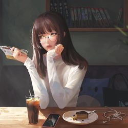 This is a pixiv picture whose title is manga cafe.