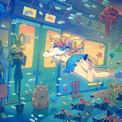 This is a pixiv picture whose title is Twilight train.