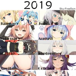 This is a pixiv picture whose title is 2019年まとめ.