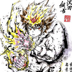 This is a pixiv picture whose title is 【極道畫師】沢田綱吉.