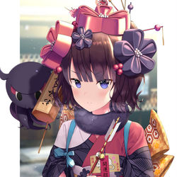 This is a pixiv picture whose title is はつもうで.