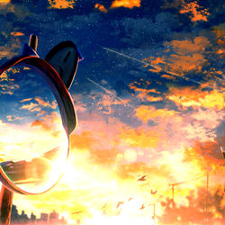 This is a pixiv picture whose title is 夕鏡の空.