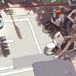This is a pixiv picture whose title is 夏日停等線 / 夏日の停止線.