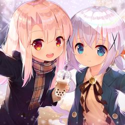 This is a pixiv picture whose title is 不思議な出会い！イリヤ＆チノ.