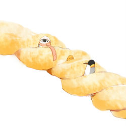 This is a pixiv picture whose title is ロングねじり揚げパン.