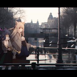 This is a pixiv picture whose title is 寒い朝はあなたと一緒に街を歩きたい.