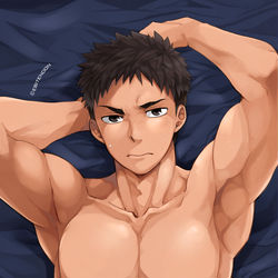 This is a pixiv picture whose title is C97：雄っぱいマウスパッド通販開始.