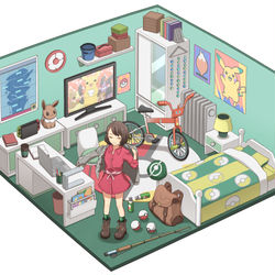 This is a pixiv picture whose title is 主人公の部屋.