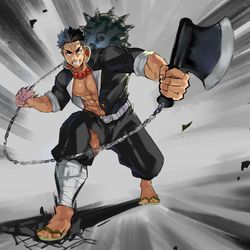 This is a pixiv picture whose title is 悲鳴嶼行冥.