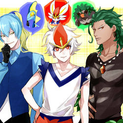 This is a pixiv picture whose title is 擬人化御三家.