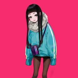 This is a pixiv picture whose title is 黒髪ロング.