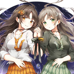 This is a pixiv picture whose title is 太陽と月.