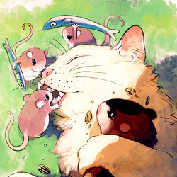 This is a pixiv picture whose title is ねことねずみと.