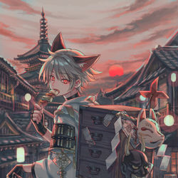 This is a pixiv picture whose title is 夕暮れ刻.