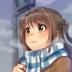 This is a pixiv picture whose title is 曇り冬の日に登校する卯月.