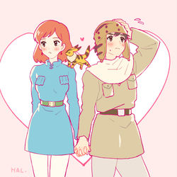 This is a pixiv picture whose title is 照れながら恋人繋ぎするアスナウ.