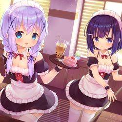 This is a pixiv picture whose title is メイドフユ＆チノ.