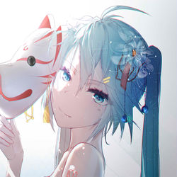 This is a pixiv picture whose title is miku   面具.