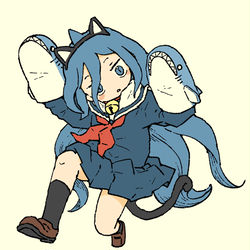 This is a pixiv picture whose title is 猫ザメガール.