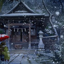 This is a pixiv picture whose title is 「何かいるかもしれない」「神さまかな・・？」.
