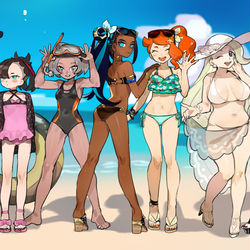 This is a pixiv picture whose title is ポケモン剣盾真冬の水着祭.